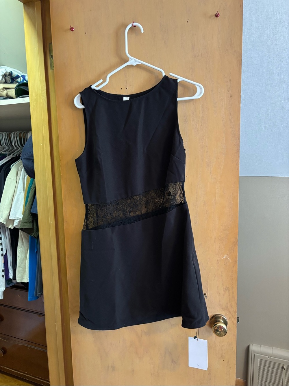 Classic Black Lace-Trim Mini Dress